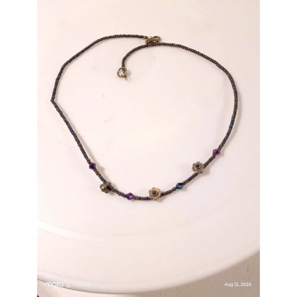 Flower Charm Necklace | Delicate Beaded Layering Chain